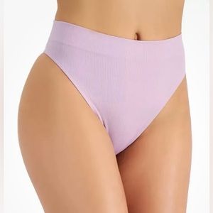 NWT JENNI Women's Seamless Ribbed Hi-Cut Thong Underwear Glazed Lilac